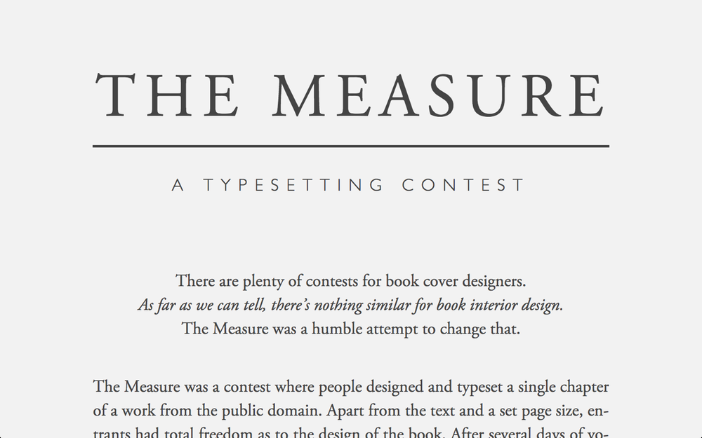 A screenshot of the homepage for The Measure